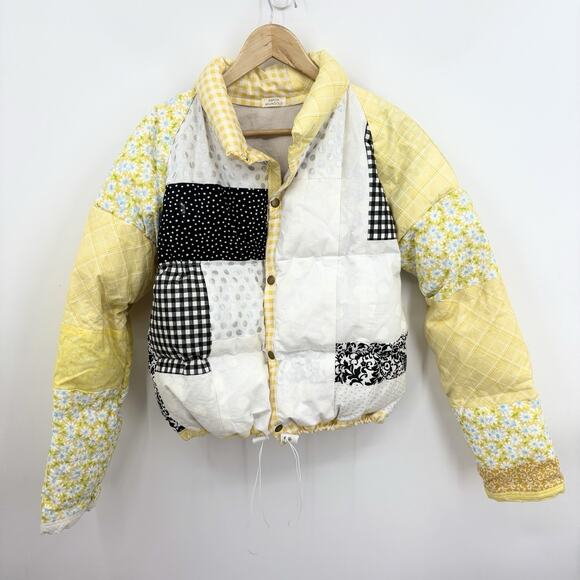 Aaron Sunsolo Quilted Jacket Small Patchwork Puffer Floral Boho Indie Handmade - Picture 1 of 8